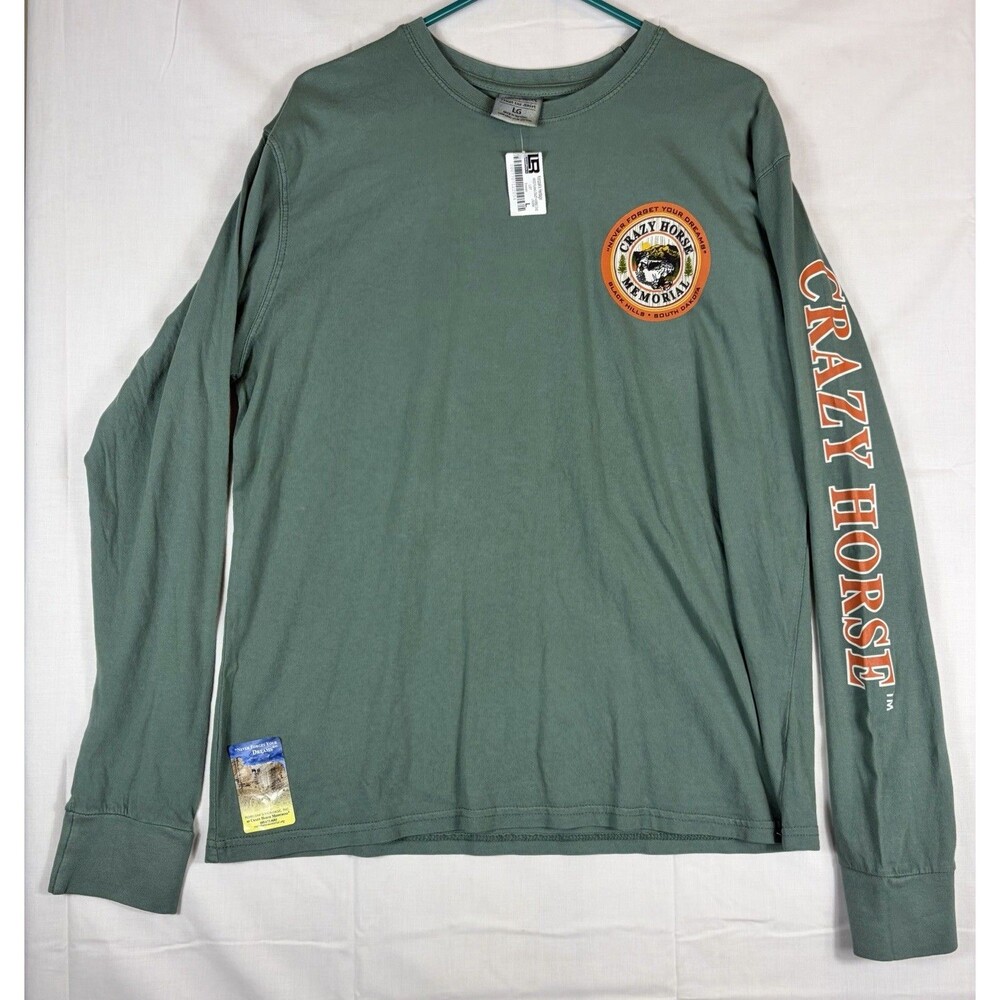 Crazy Horse T-Shirt L/S Black Hills SD Green Men’s Large NWT